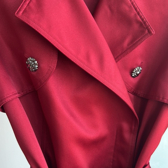 Rickie Freeman By Teri Jon Silk Red Formal Trench Coat - Picture 4 of 10